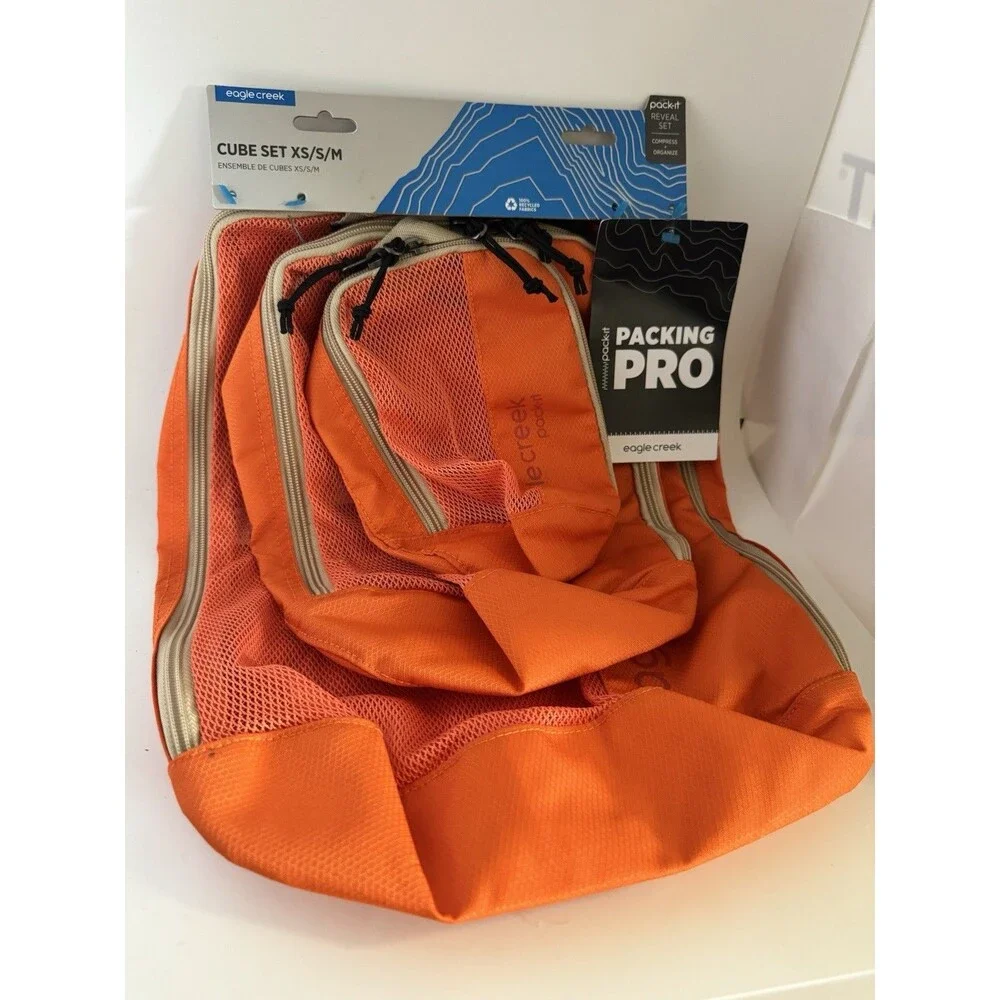 Eagle Creek Pack It Reveal 3 Piece Packing Cube Set XS, S, M NEW Sahara Mesh